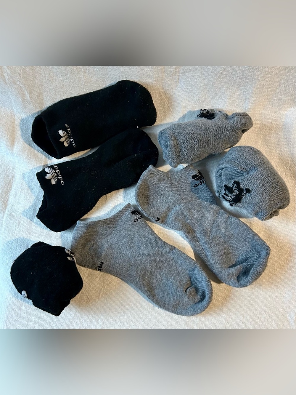 adidas Originals Unisex Ankle Socks M Black & Gray 6 Pairs Trefoil Logo